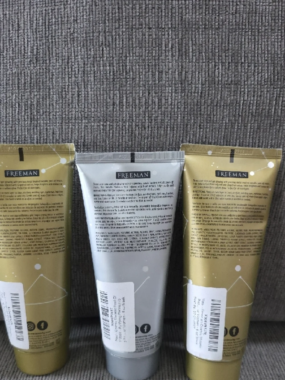 Freeman Cosmic Metallic Peel-Off Mask Trio -2 Gold & 1 Platinum,‎ New, 6oz. Each